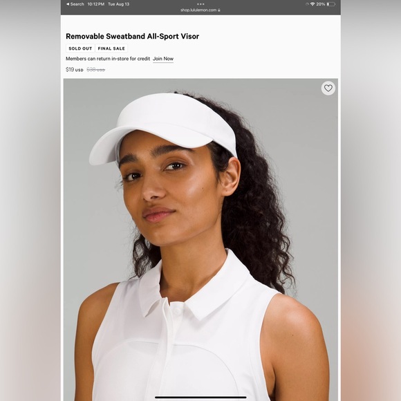 lulu removable sweatband all sport visor - Picture 1 of 5